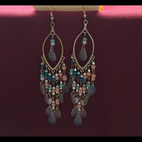 Last Pair🚨New Long Boho Beaded Teardrop Earrings - Picture 3 of 3